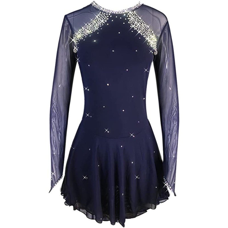 LIUHUO Eiskunstlaufkleid Für Mädchen & Damen – Mit Kristallen, Für Wettbewerb & Tanz, Elegant